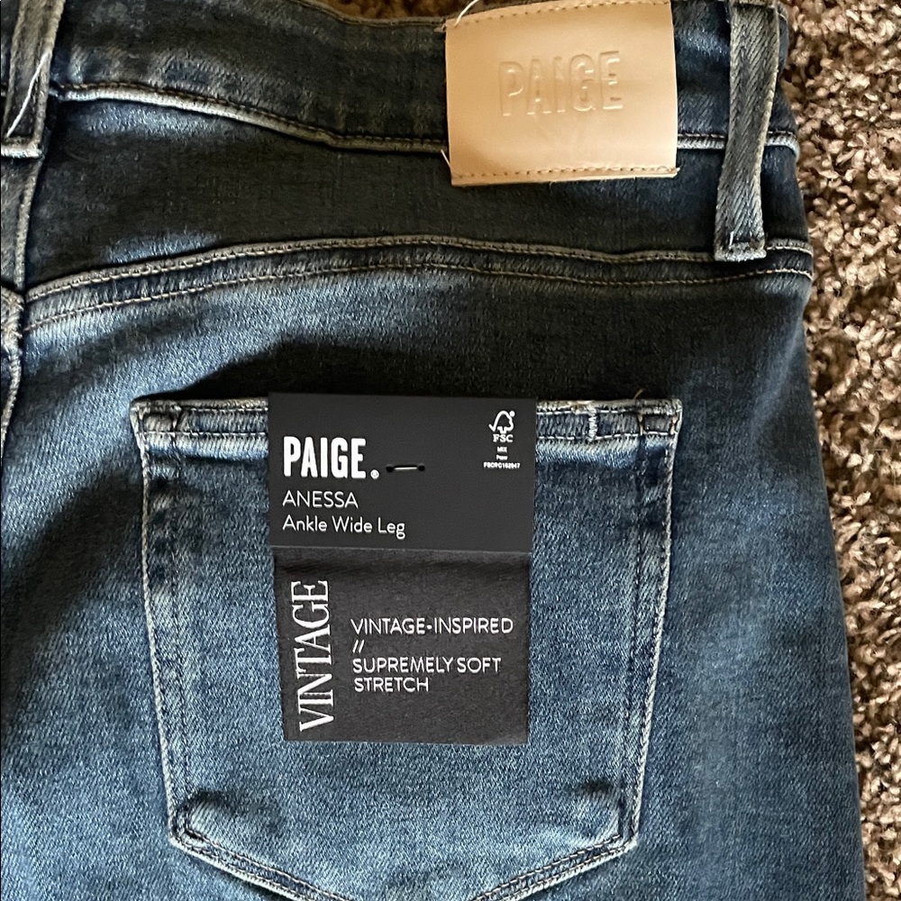 PAIGE Dark Indigo Wide-Leg Jeans - Picture 3 of 5